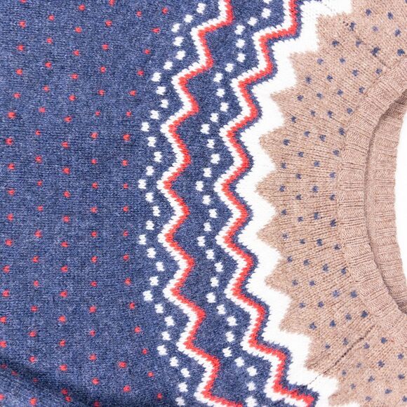 Fjallraven Women’s Ovik Knit Sweater Navy Fair Isle Nordic Wool Elbow Patch M - Picture 4 of 10